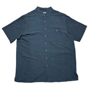 Campia Men's 2XLT Black Short Sleeve Button Up Shirt Textured Relaxed Fit